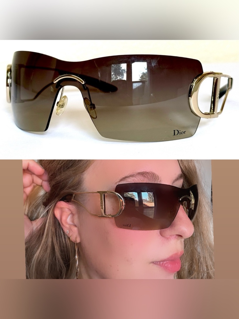 Vintage Christian Dior Sunglasses Y2K Gradient Brown Authentic 2000s 90s Frame